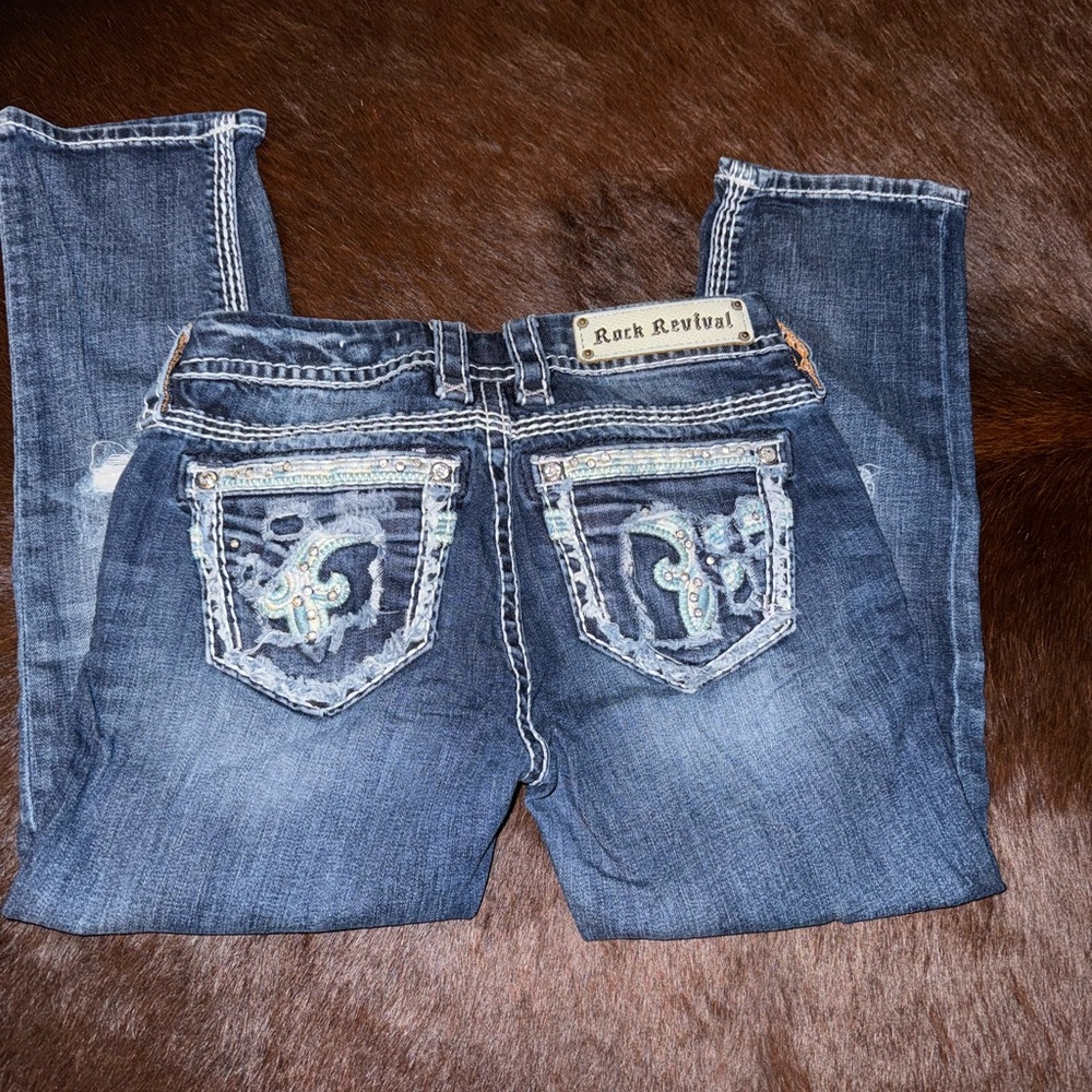 Rock Revival Women's Blue Denim Capris